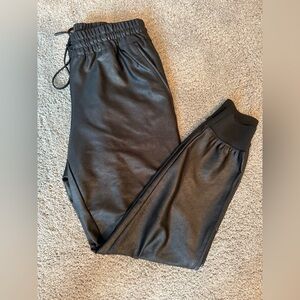 Women's Coated Black Jogger Pants